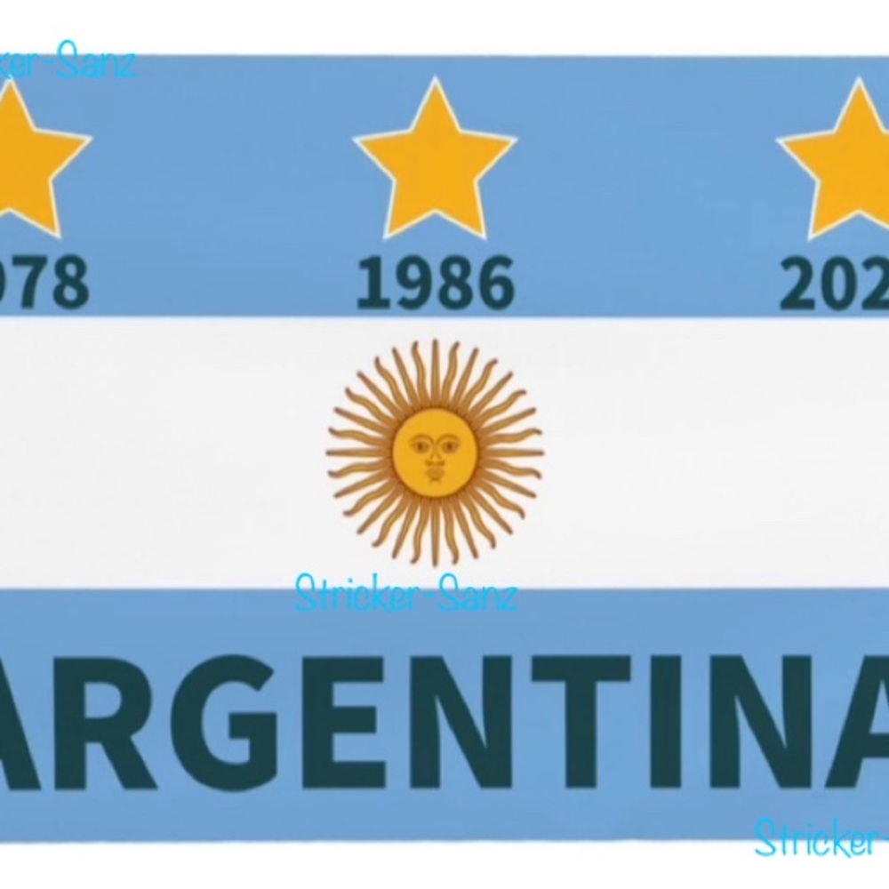 ARGENTINA flag with 3 Stars World Cup Champion